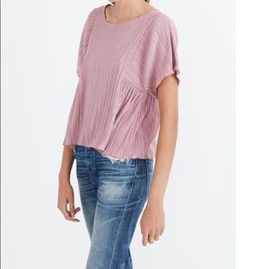 Madewell Micropleat Top-Blush Size M-NWT